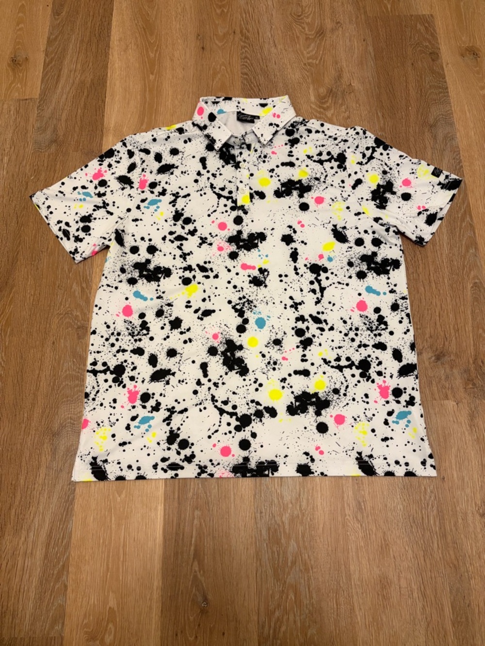 Sunday Swagger Splatter Polo Shirt XL Neon Paint Splatter Golf Performance White